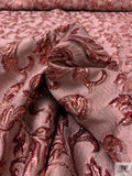 Italian Ornate Floral Textured Metallic Brocade - Dusty Rose