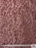 Italian Ornate Floral Textured Metallic Brocade - Dusty Rose