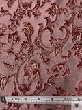 Italian Ornate Floral Textured Metallic Brocade - Dusty Rose