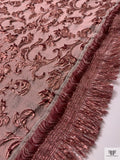Italian Ornate Floral Textured Metallic Brocade - Dusty Rose