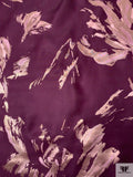 Italian Metallic Floral Jacquard Silk Gazar - Plum Purple / Light Gold / Frosy Pink