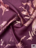Italian Metallic Floral Jacquard Silk Gazar - Plum Purple / Light Gold / Frosy Pink