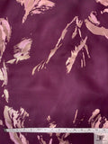 Italian Metallic Floral Jacquard Silk Gazar - Plum Purple / Light Gold / Frosy Pink
