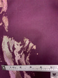 Italian Metallic Floral Jacquard Silk Gazar - Plum Purple / Light Gold / Frosy Pink