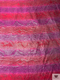 Made in Switzerland 2-Ply Striped Lamé Organza - Magenta / Raspberry / Grey