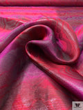 Made in Switzerland 2-Ply Striped Lamé Organza - Magenta / Raspberry / Grey