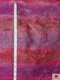 Made in Switzerland 2-Ply Striped Lamé Organza - Magenta / Raspberry / Grey