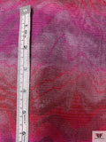 Made in Switzerland 2-Ply Striped Lamé Organza - Magenta / Raspberry / Grey