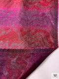Made in Switzerland 2-Ply Striped Lamé Organza - Magenta / Raspberry / Grey