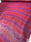 Made in Switzerland 2-Ply Striped Lamé Organza - Magenta / Raspberry / Grey