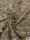 Metallic Eyelash Fringe Novelty Tweed - Gold / Black / White