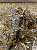 Metallic Eyelash Fringe Novelty Tweed - Gold / Black / White