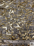 Metallic Eyelash Fringe Novelty Tweed - Gold / Black / White