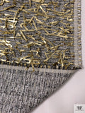Metallic Eyelash Fringe Novelty Tweed - Gold / Black / White