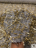 Metallic Eyelash Fringe Novelty Tweed - Gold / Black / White