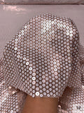 Stacked Sequined Tulle - Blush Nude / White