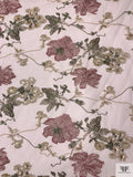 Metallic Floral Embroidered Tulle with Sequins - Blush Nude / Sage Green / Pinks