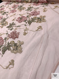 Metallic Floral Embroidered Tulle with Sequins - Blush Nude / Sage Green / Pinks