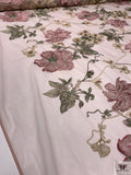 Metallic Floral Embroidered Tulle with Sequins - Blush Nude / Sage Green / Pinks