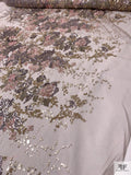 Metallic Floral Embroidered Tulle with Sequins - Smoky Lavender / Sage Green / Pinks