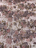 Metallic Floral Embroidered Tulle with Sequins - Smoky Lavender / Sage Green / Pinks