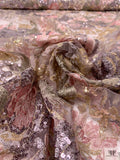 Metallic Floral Embroidered Tulle with Sequins - Smoky Lavender / Sage Green / Pinks