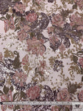 Metallic Floral Embroidered Tulle with Sequins - Smoky Lavender / Sage Green / Pinks