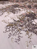 Metallic Floral Embroidered Tulle with Sequins - Smoky Lavender / Sage Green / Pinks
