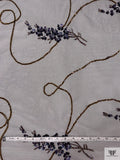 Floral Sequined and Beaded Metallic Tulle - Copper / Black / Violet