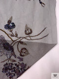 Floral Sequined and Beaded Metallic Tulle - Copper / Black / Violet