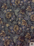 Floral Tapestry-Like Jacquard with Beads - Black / Antique Gold / Royal Blue