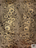 Floral Metallic Brocade with Hotfix Swarovski Crystals - Antique Gold / Black