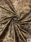 Floral Metallic Brocade with Hotfix Swarovski Crystals - Antique Gold / Black