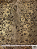 Floral Metallic Brocade with Hotfix Swarovski Crystals - Antique Gold / Black