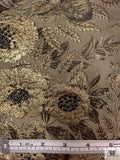 Floral Metallic Brocade with Hotfix Swarovski Crystals - Antique Gold / Black