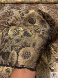 Floral Metallic Brocade with Hotfix Swarovski Crystals - Antique Gold / Black