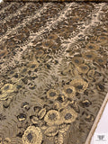 Floral Metallic Brocade with Hotfix Swarovski Crystals - Antique Gold / Black