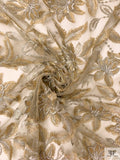 3D Floral Metallic Embroidered Tulle - Gold / Silver