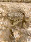 3D Floral Metallic Embroidered Tulle - Gold / Silver