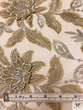 3D Floral Metallic Embroidered Tulle - Gold / Silver