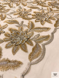 3D Floral Metallic Embroidered Tulle - Gold / Silver