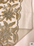 3D Floral Metallic Embroidered Tulle - Gold / Silver