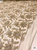 3D Floral Metallic Embroidered Tulle - Gold / Silver