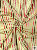 Satin Striped Yarn-Dyed Silk Taffeta - Pale Pistachio / Pinks / Peach
