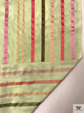 Satin Striped Yarn-Dyed Silk Taffeta - Pale Pistachio / Pinks / Peach