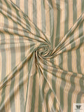 Striped Yarn-Dyed Silk Taffeta - Sage Green / Beige / Brown
