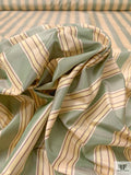 Striped Yarn-Dyed Silk Taffeta - Sage Green / Beige / Brown