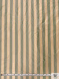 Striped Yarn-Dyed Silk Taffeta - Sage Green / Beige / Brown
