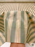 Striped Yarn-Dyed Silk Taffeta - Sage Green / Beige / Brown