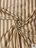 Striped Yarn-Dyed Silk Taffeta - Brown / Beige / Pistachio Green